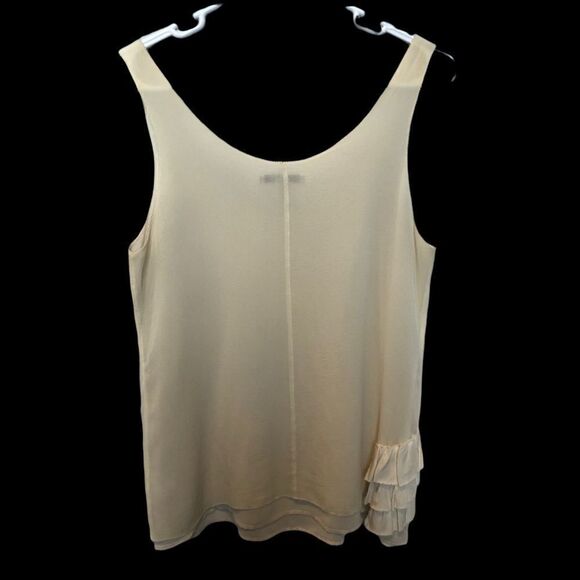 Banana Republic silk tank blouse ruffles cream Small - Picture 2 of 10